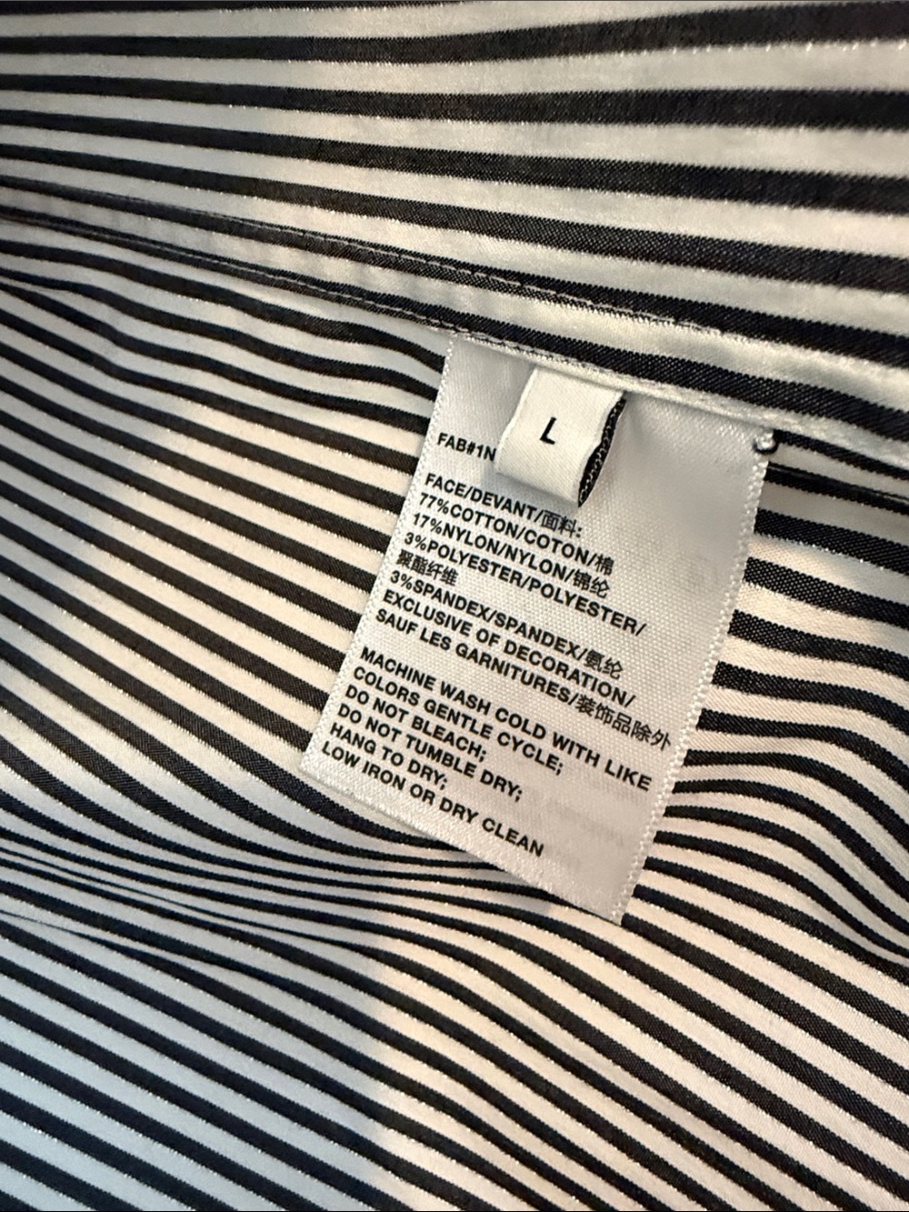 Lafayette 148 New York Black and White Striped Button-Down Shirt - Picture 4 of 7